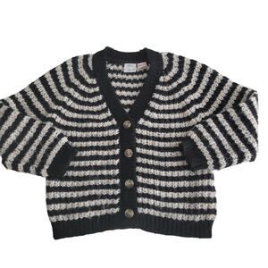 Zara Black & White Striped Cardigan